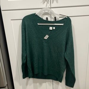 GAP Green V-Neck Sweater Relaxed Fit